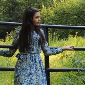 Retro Blue Flower Dress